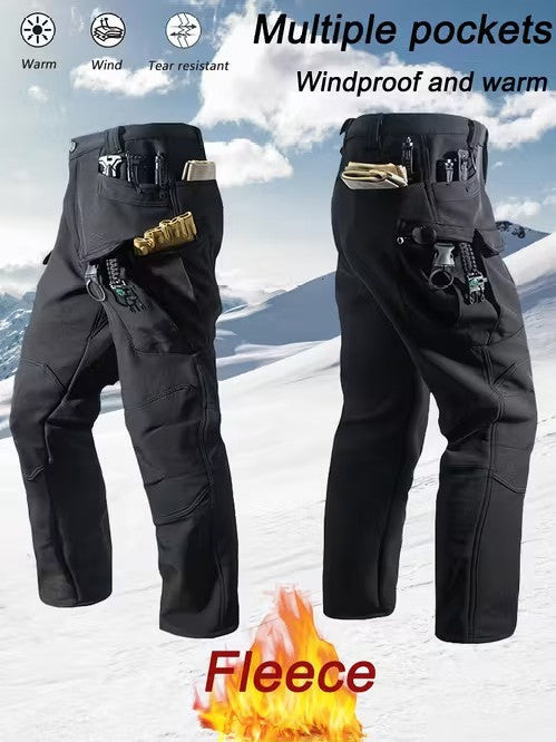 Firefighter Austria Herren Fleece Cargohose – Mit Klappentaschen, Gerade Beinform, Warm & Bequem für Arbeit und Outdoor