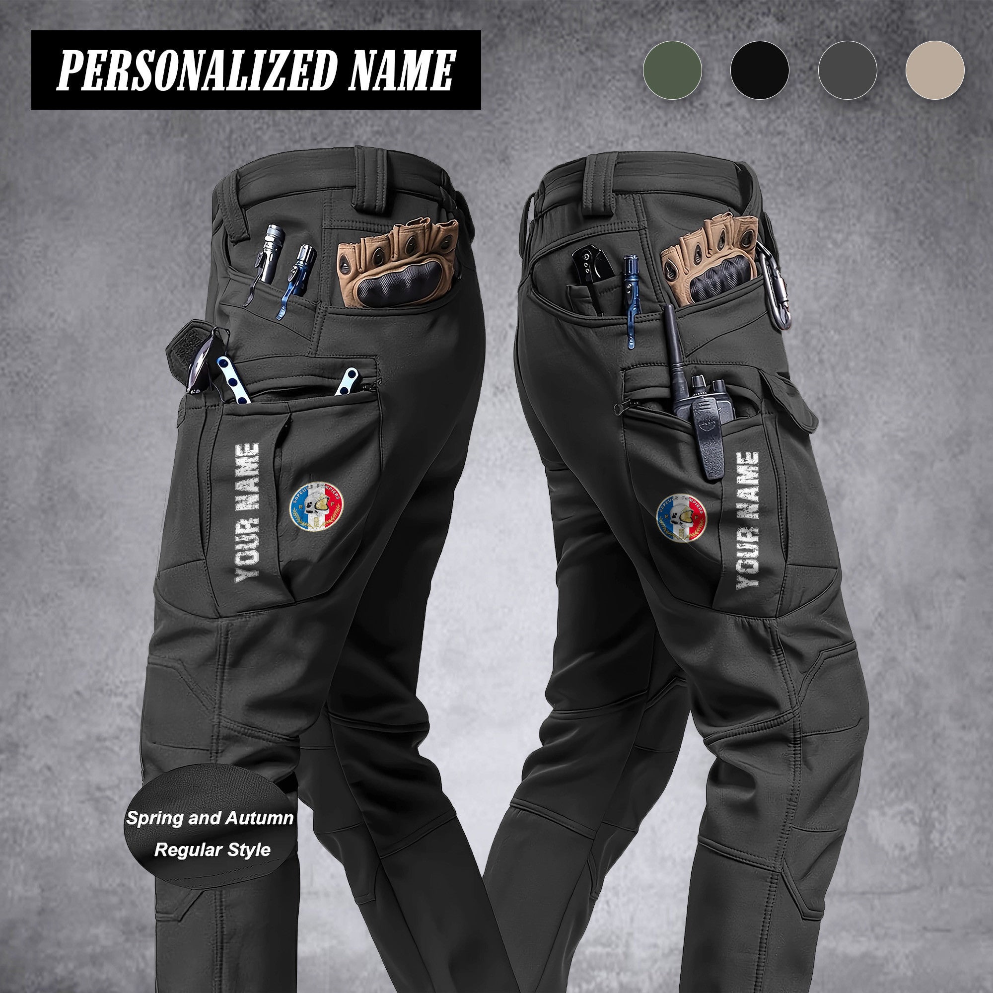 Firefighter France Pantalon cargo en polaire pour homme – Avec poches à rabat, coupe droite, chaud et confortable pour le travail et les activités de plein air.