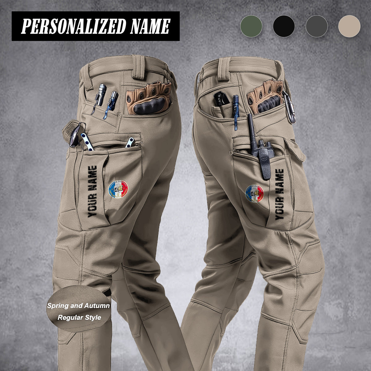 Firefighter France Pantalon cargo en polaire pour homme – Avec poches à rabat, coupe droite, chaud et confortable pour le travail et les activités de plein air.
