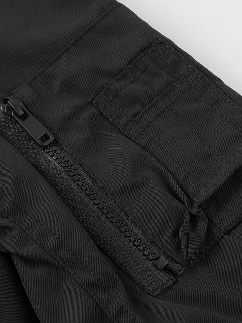 USA patriot Men's Bomber Jacket - Lightweight Stand Collar Workwear Outerwear With Multi-Pockets