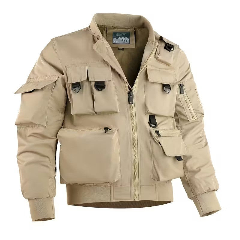 Firefighter Germany custom Herren Bomberjacke – Leichtes Arbeitsjacke mit Stehkragen und Mehreren Taschen