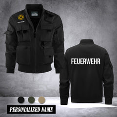 Firefighter Germany custom Herren Bomberjacke – Leichtes Arbeitsjacke mit Stehkragen und Mehreren Taschen