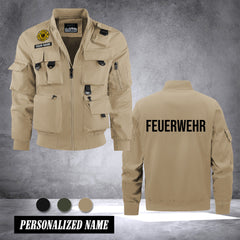 Firefighter Germany custom Herren Bomberjacke – Leichtes Arbeitsjacke mit Stehkragen und Mehreren Taschen