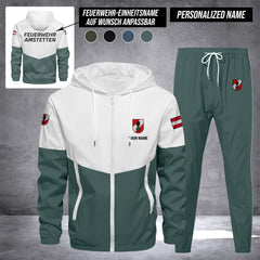 Firefighter Austria Herren Trainingsanzug 2025 – Freizeit Jogginganzug mit Kapuze, Sportjacke & Hose, 2-teiliges Running Set custom department