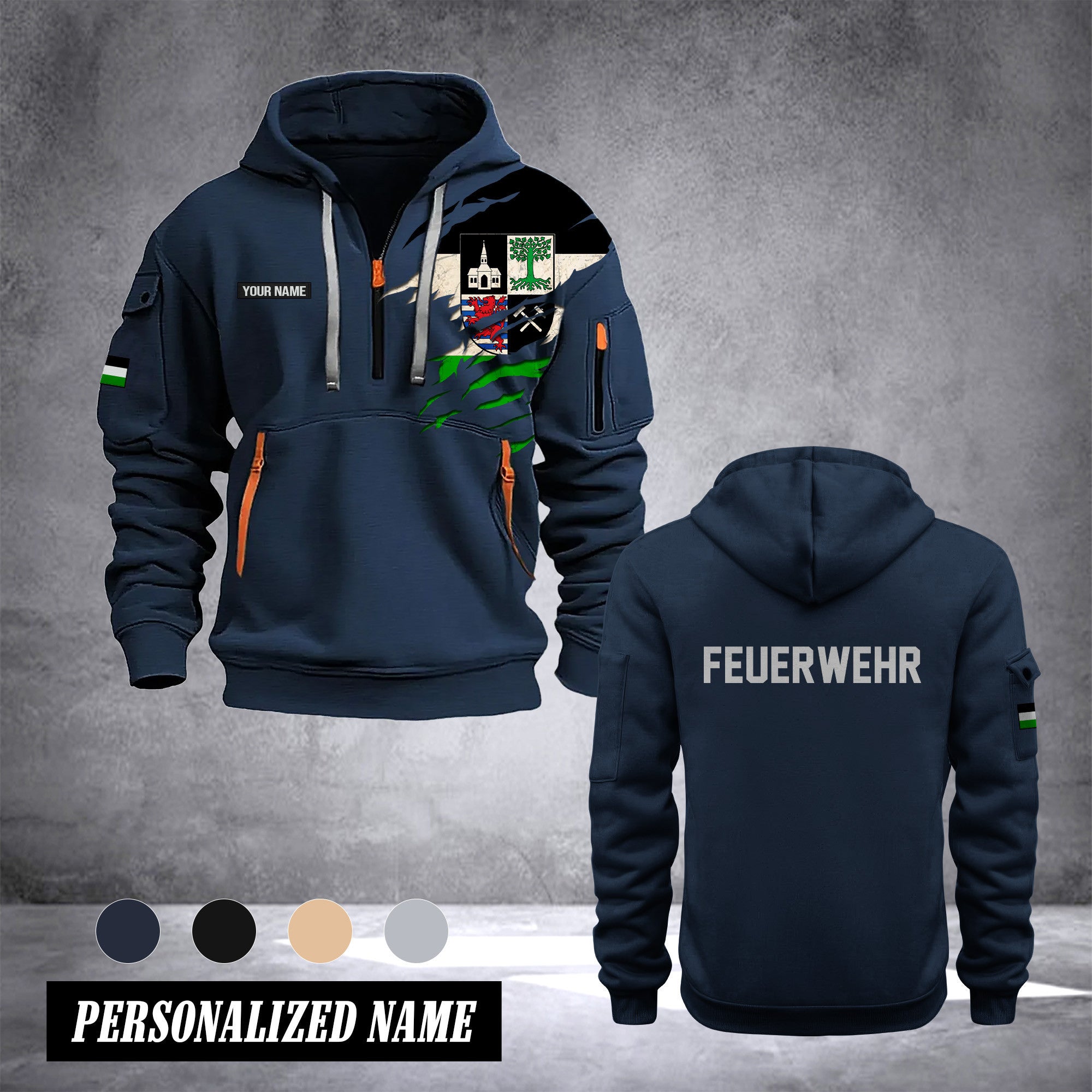 Firefighter Gelsenkirchen Germany customize Hoodie Half Zipper 0909