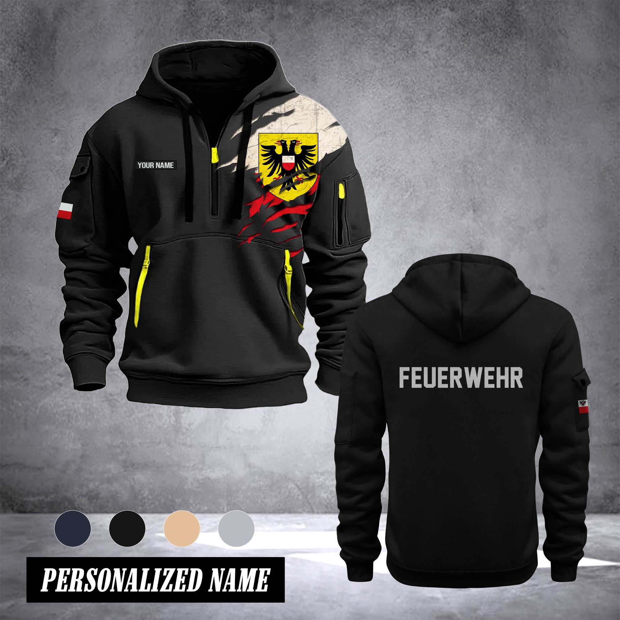 Firefighter Lübeck Germany customize Hoodie Half Zipper 0909