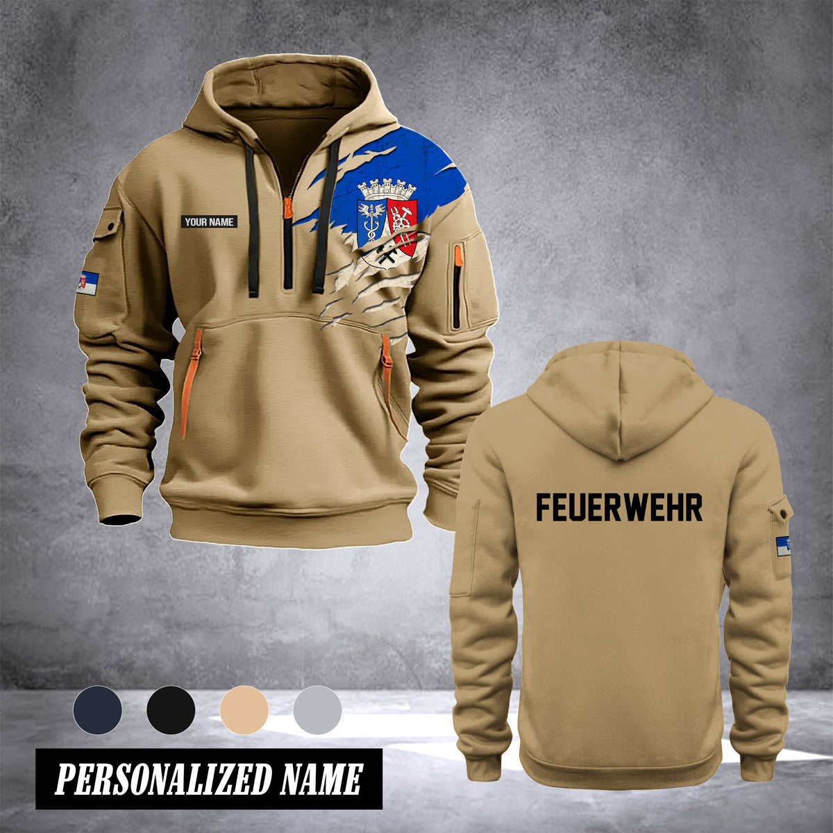 Firefighter Oberhausen Germany customize Hoodie Half Zipper 0909