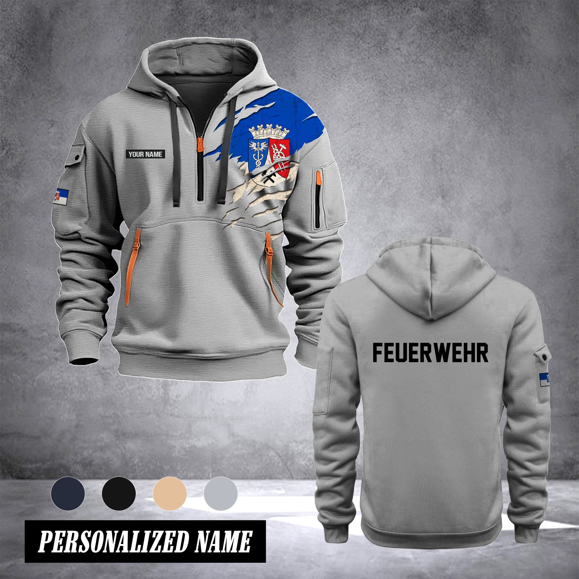 Firefighter Oberhausen Germany customize Hoodie Half Zipper 0909