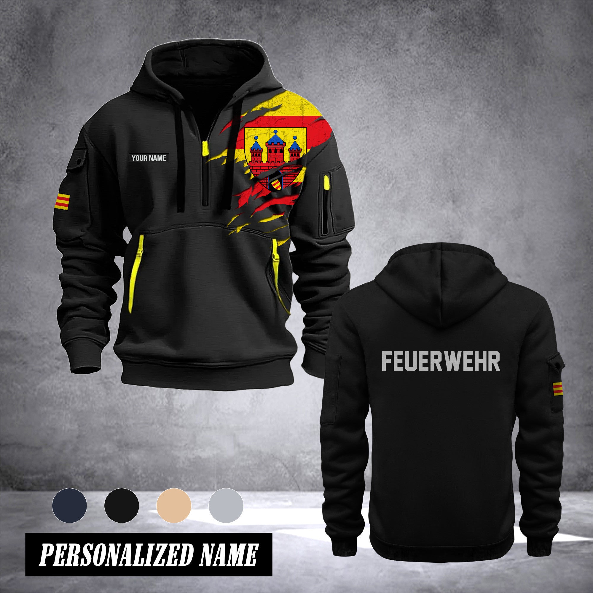 Firefighter Oldenburg Germany customize Hoodie Half Zipper 0909