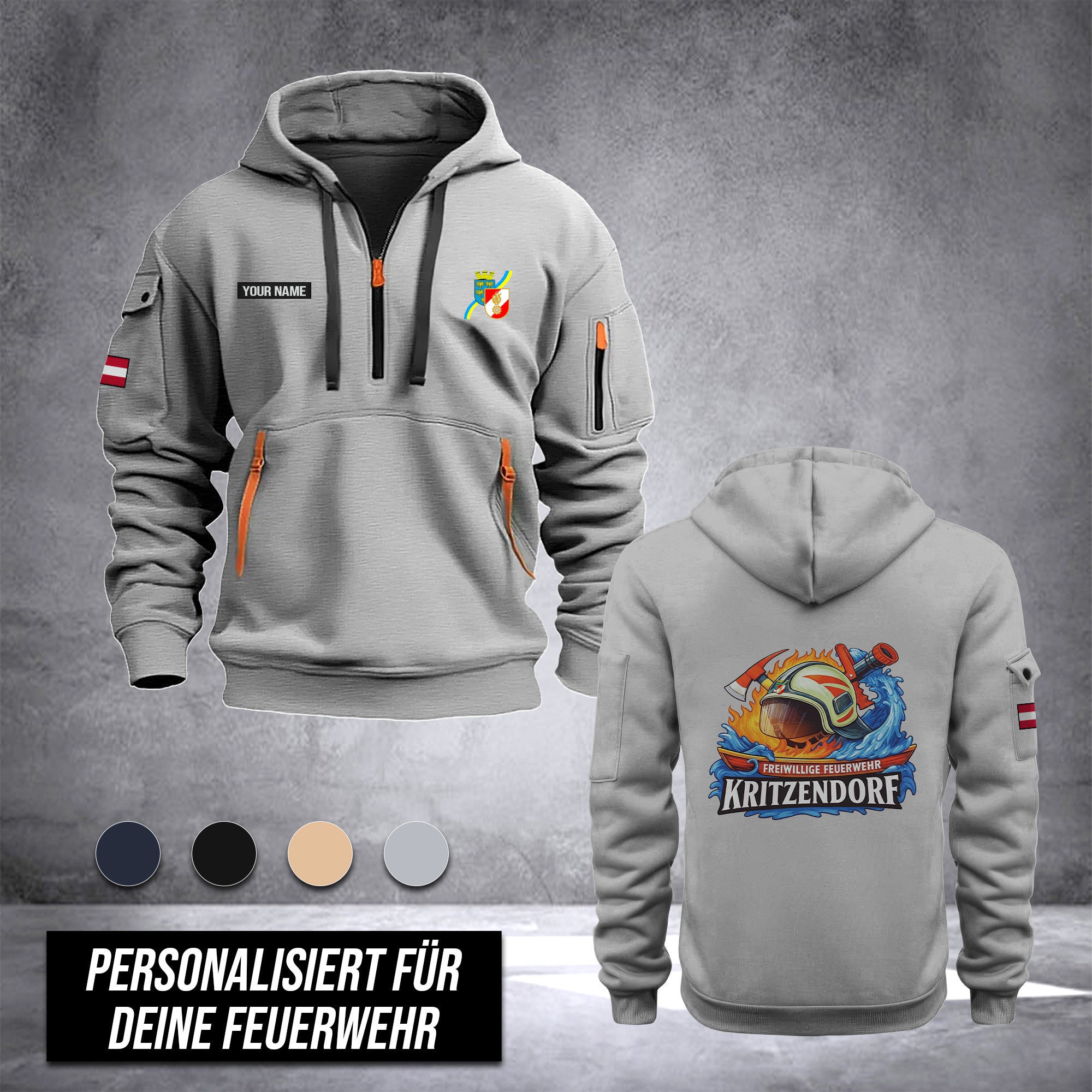 Firefighter Lower Austria customize Hoodie Half Zipper DPE