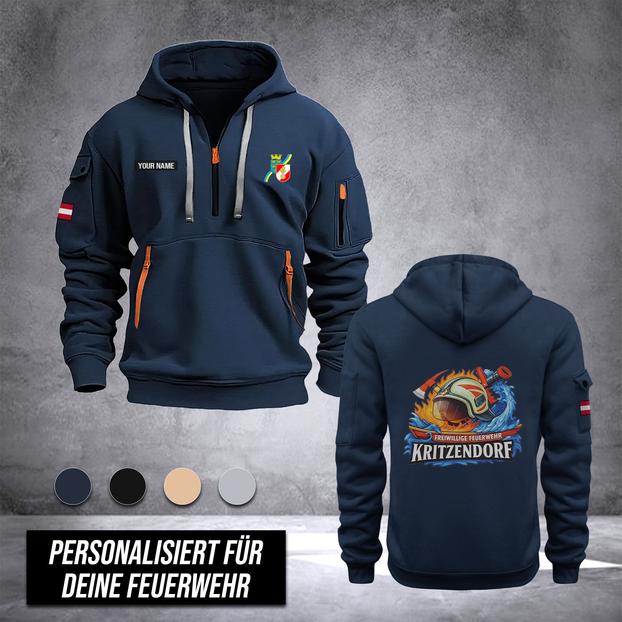 Firefighter Lower Austria customize Hoodie Half Zipper DPE