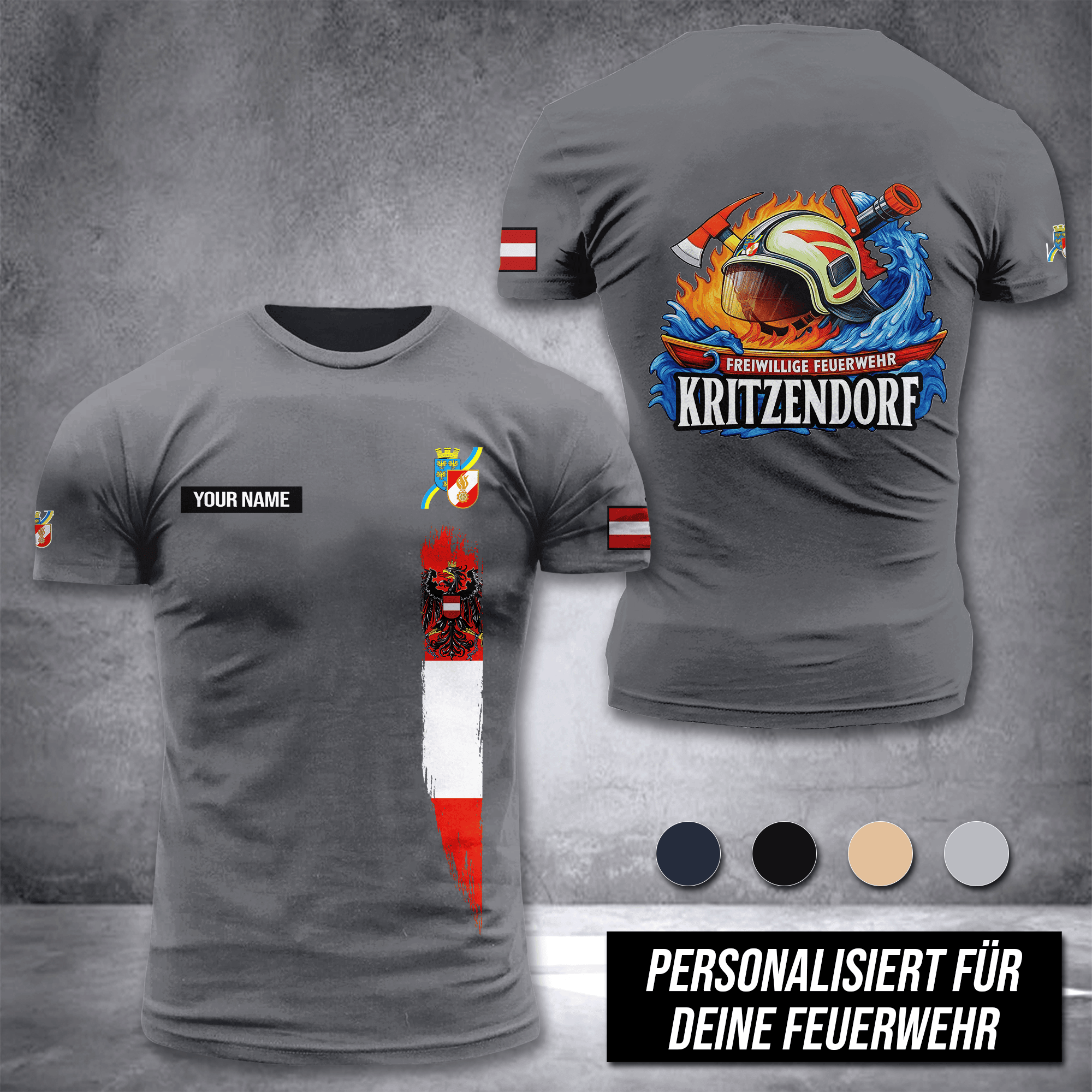 Firefighter Lower Austria customize T-shirt 3d DPE