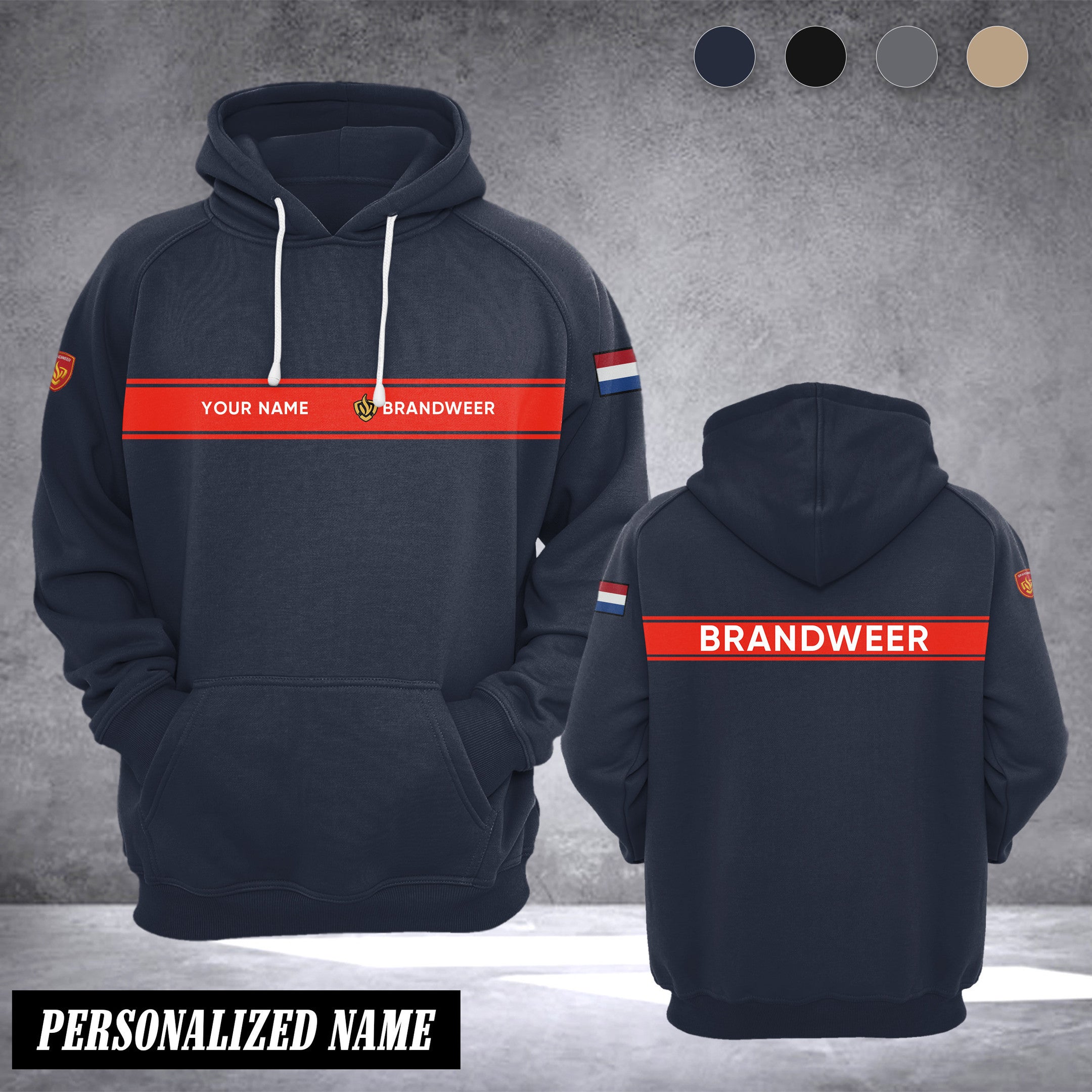 Firefighter Netherlands customize hoodie flag