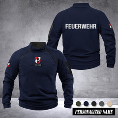 Firefighter Austria Taktischer Herren-Hoodie – Militärischer Outdoor-Pullover mit Reißverschluss, Langarm, Fleecefutter, winddicht und warm