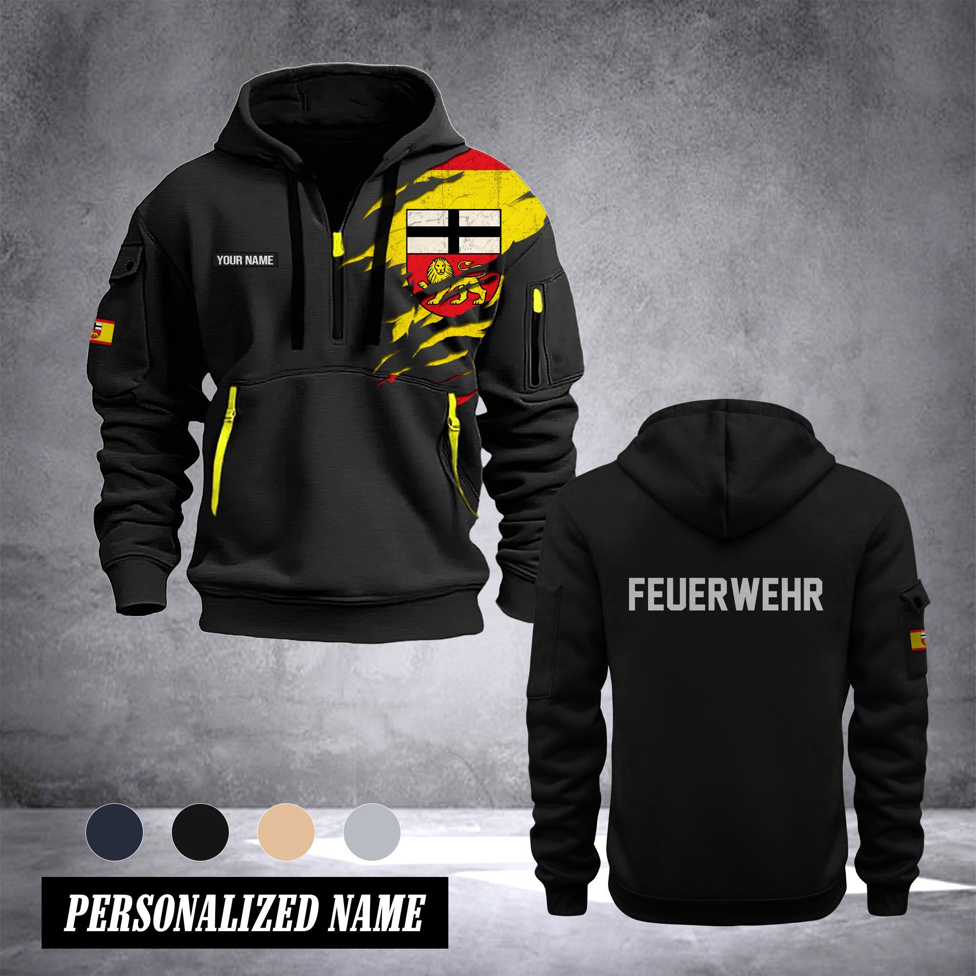 Firefighter Bonn Germany customize Hoodie Half Zipper 0909