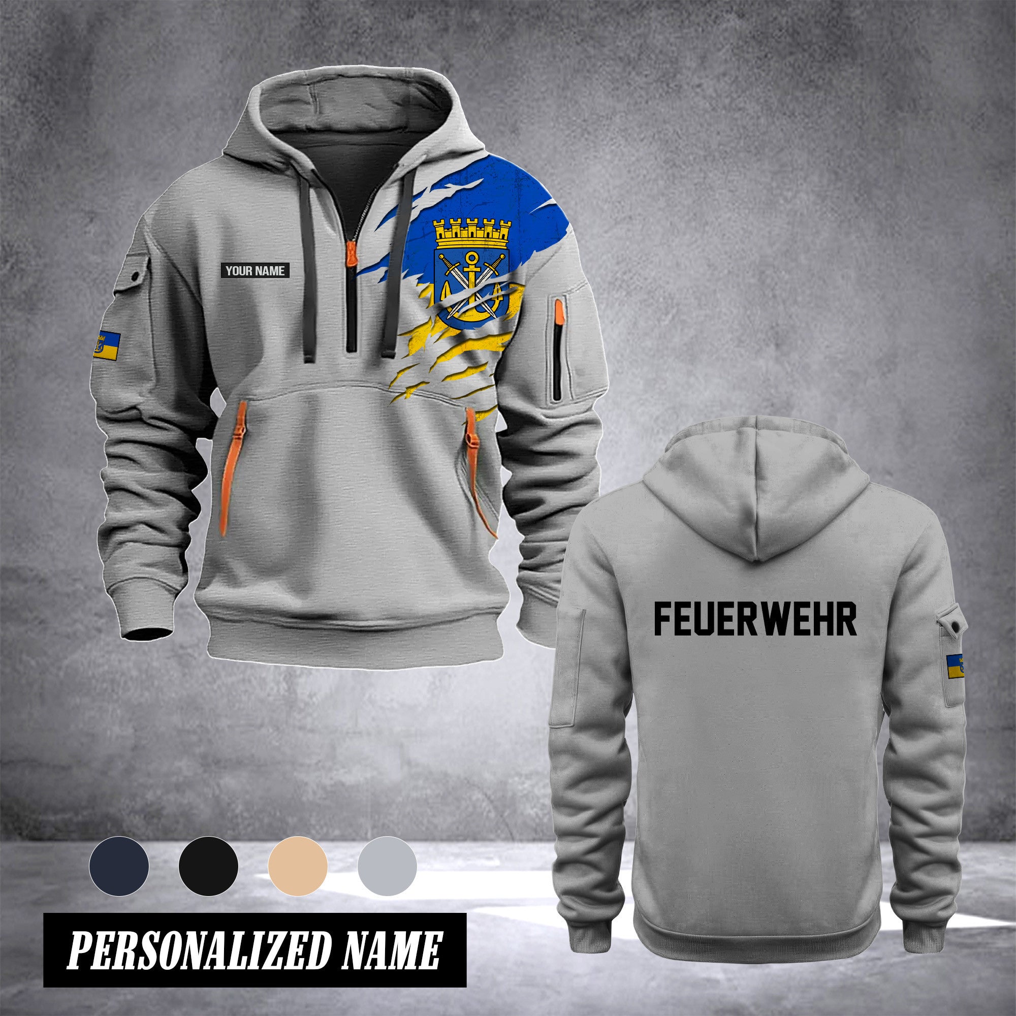 Firefighter Solingen Germany customize Hoodie Half Zipper 0909