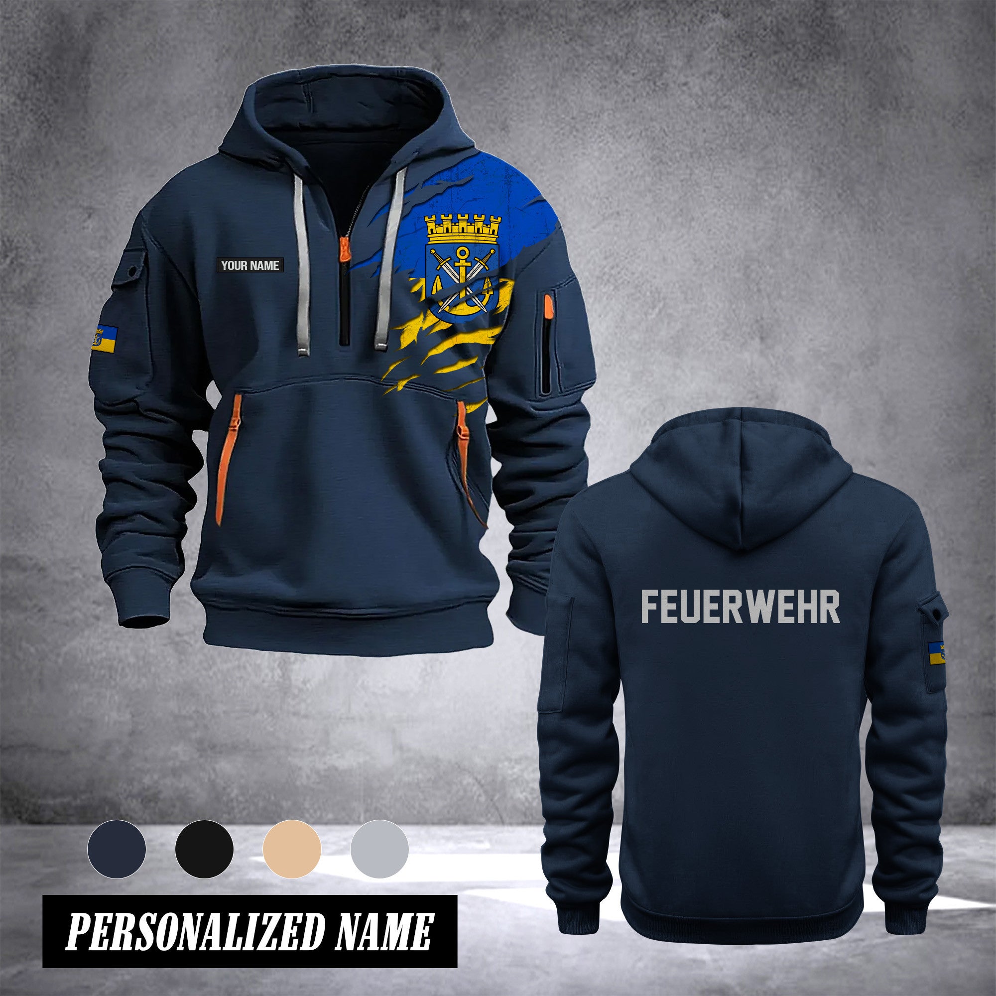Firefighter Solingen Germany customize Hoodie Half Zipper 0909