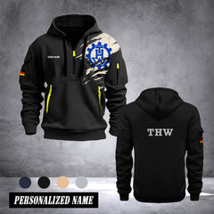 THW Germany customize Hoodie Half Zipper 0909