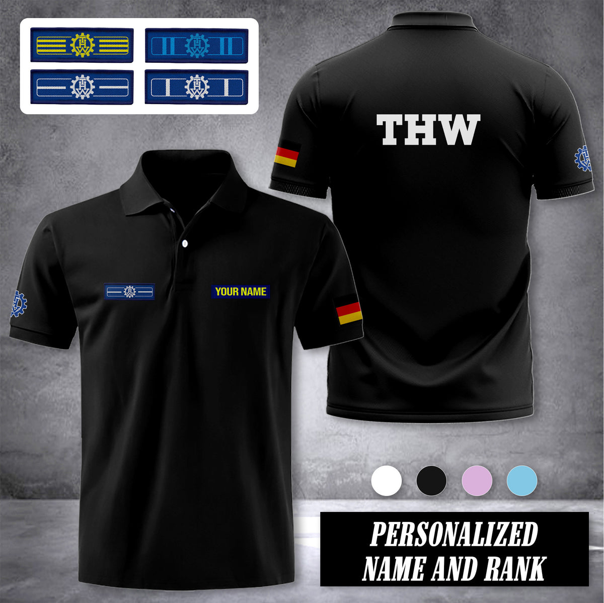 THW Germany customize ranking polo back