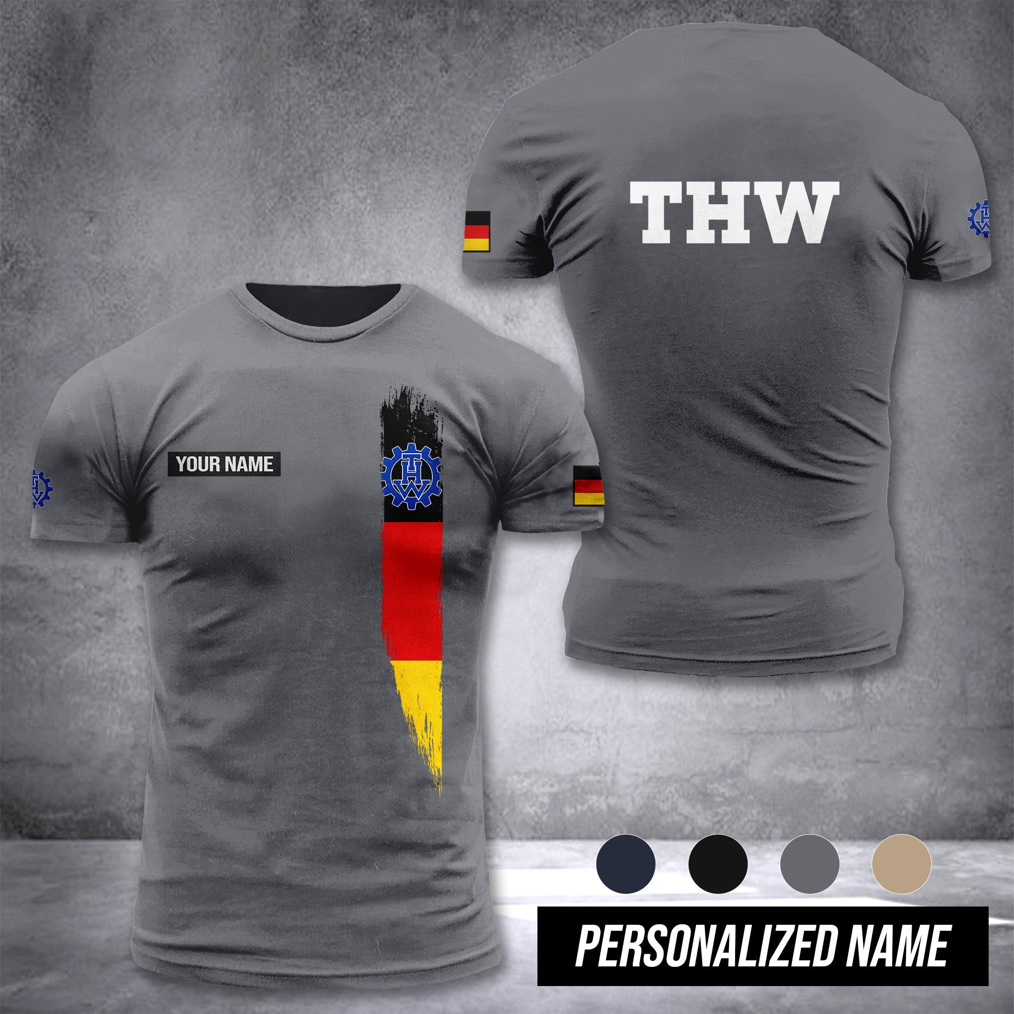 THW Germany customize T-shirt 3d MAN