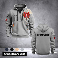Firefighter Hamburg Germany customize Hoodie Half Zipper NLG