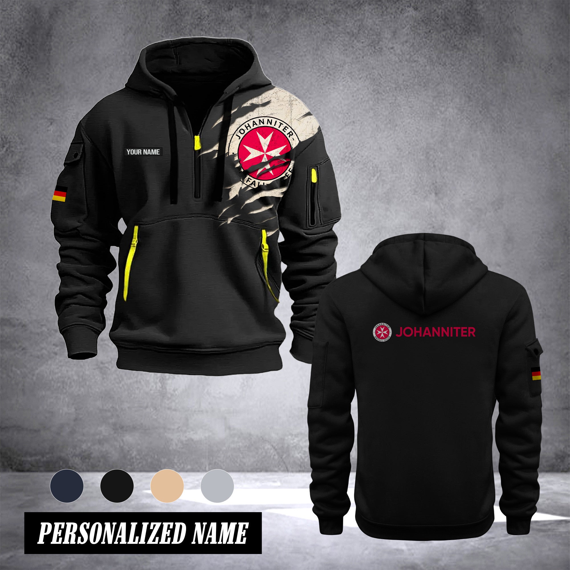 Johanniter Germany customize Hoodie Half Zipper NLG