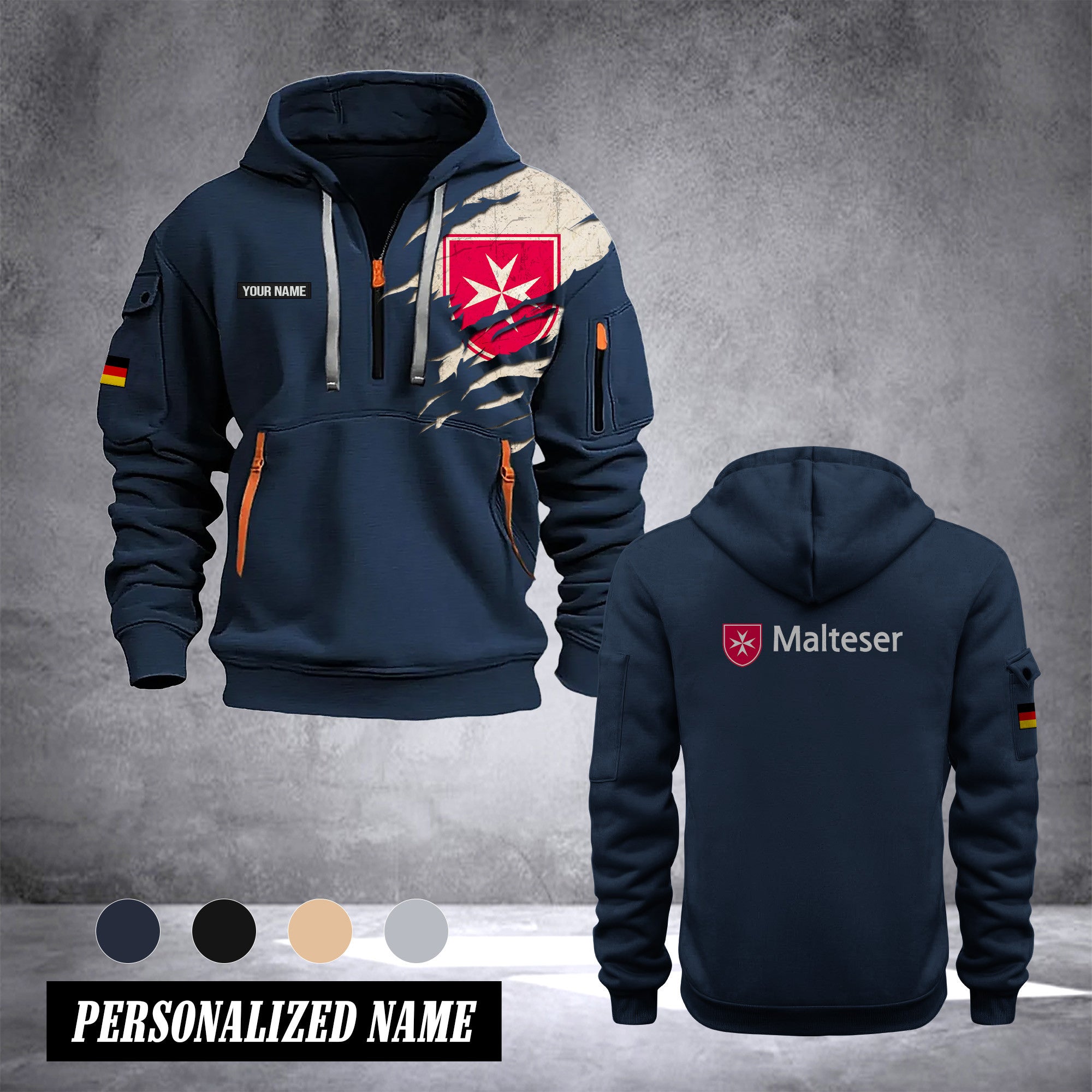 Malteser Germany customize Hoodie Half Zipper NLG