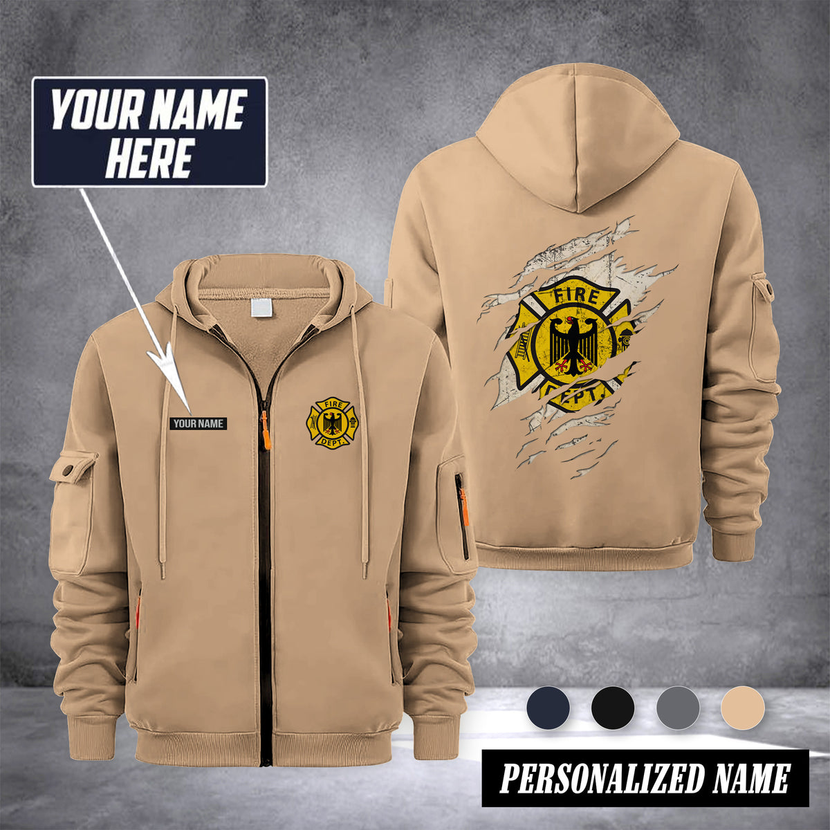 Firefighter Germany customize Zipper cardigan jacket