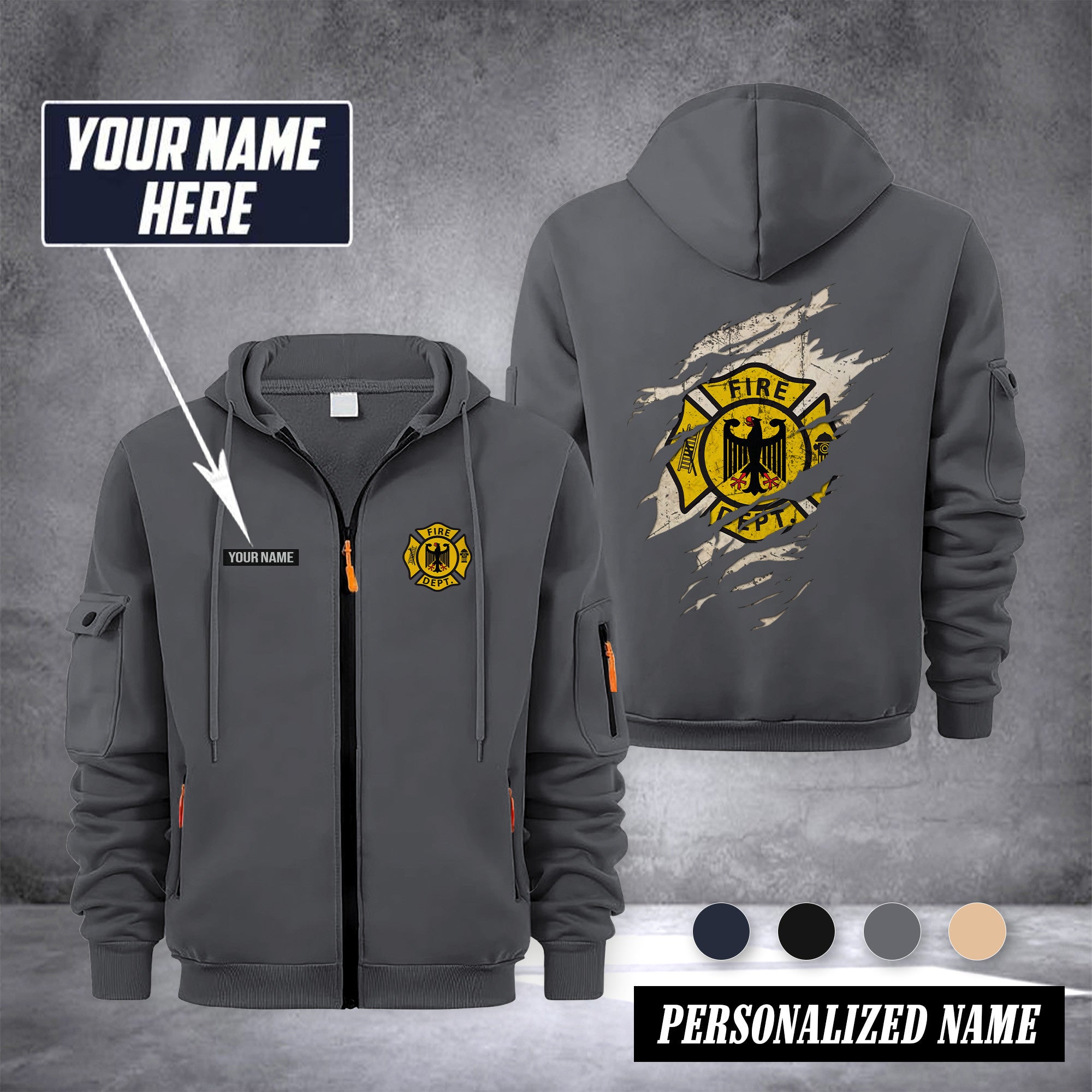 Firefighter Germany customize Zipper cardigan jacket