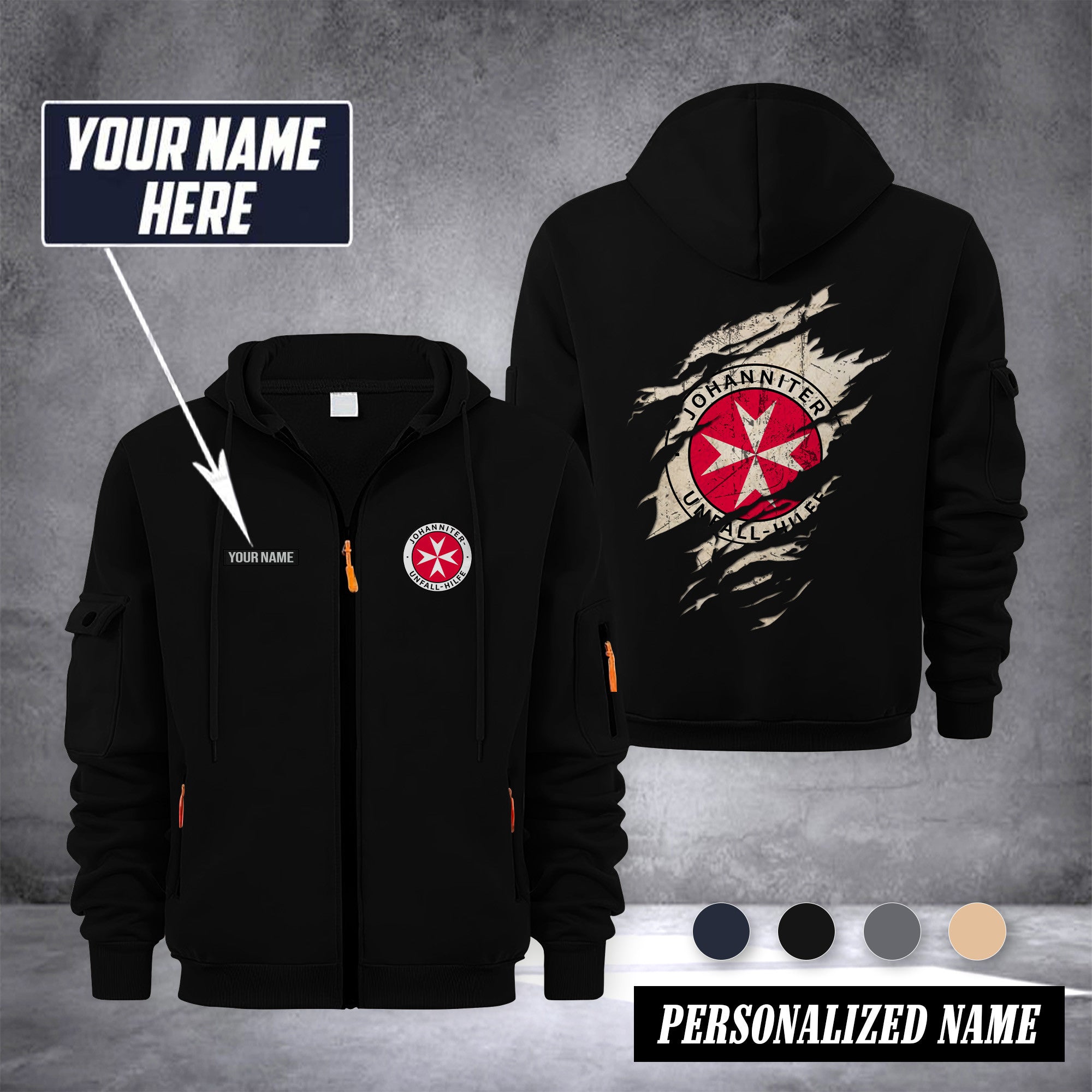 Johanniter Germany customize Zipper cardigan jacket
