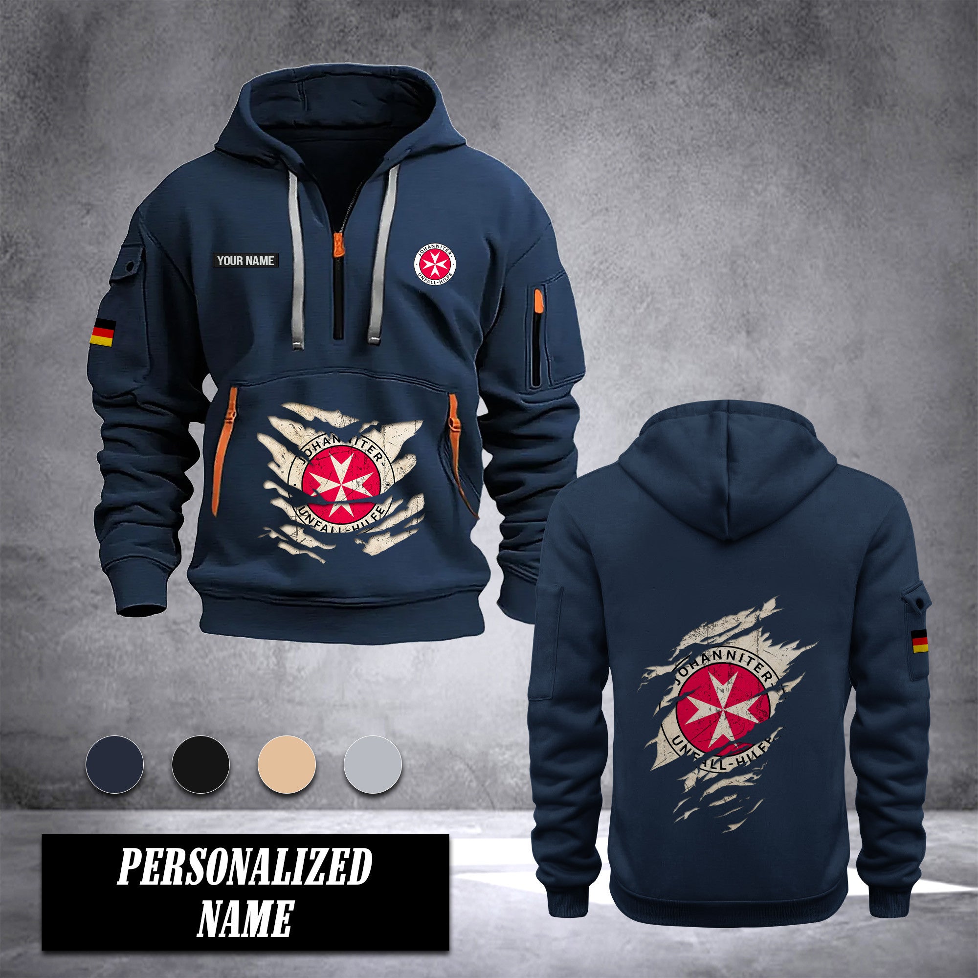 Johanniter Germany customize Hoodie Half Zipper NLG