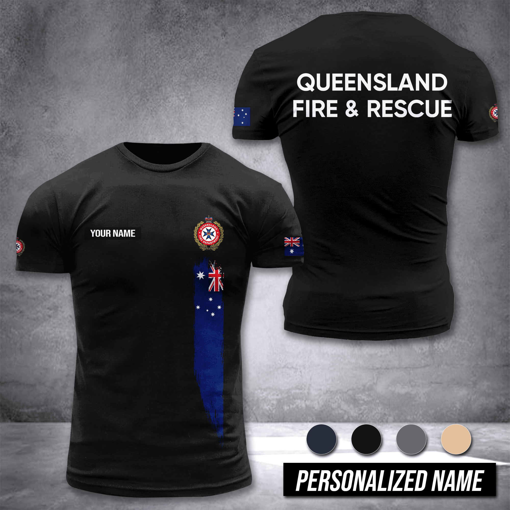 Queensland Fire And Rescue Australia customize T-shirt 3d DAH