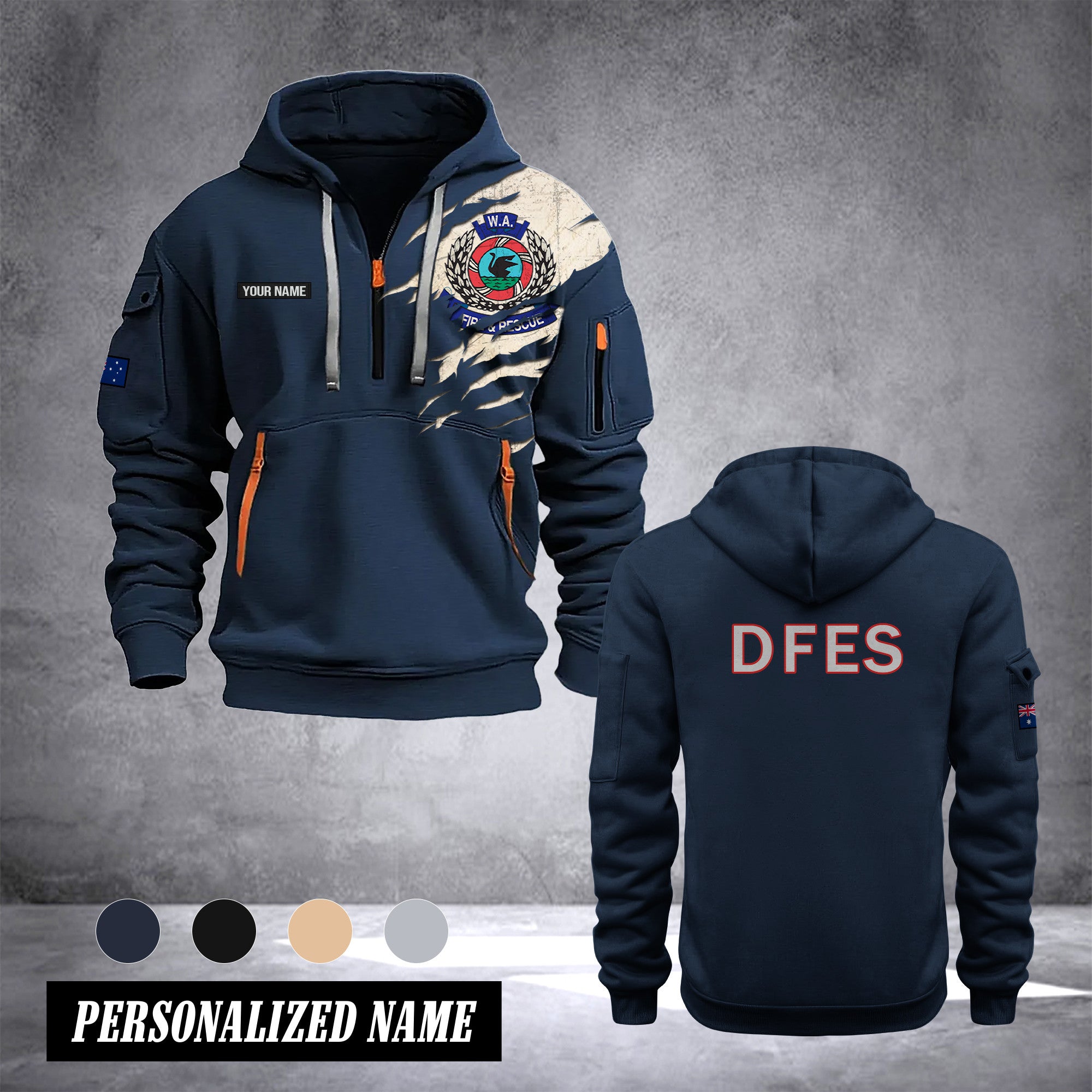 Department of Fire and Emergency Services Australia customize Hoodie Half Zipper 0909