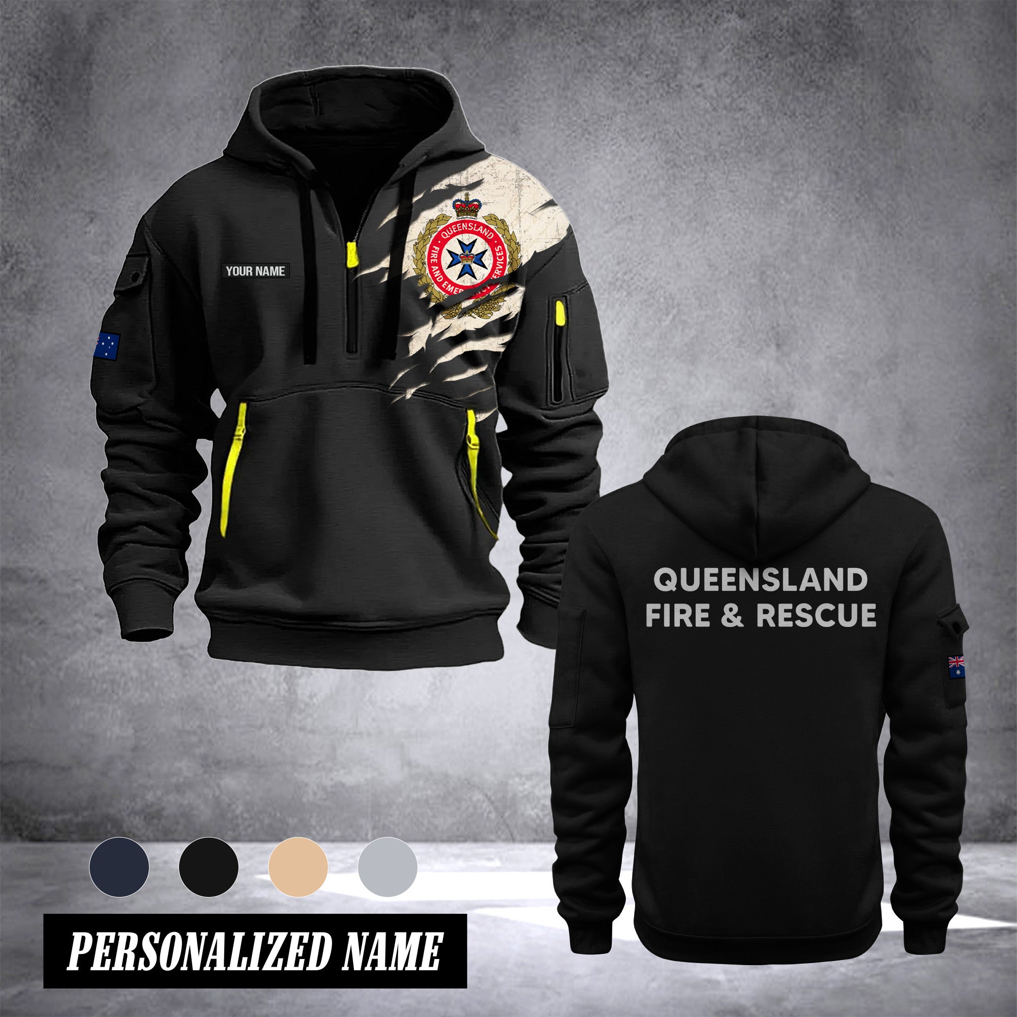 Queensland Fire and Emergency Services Australia customize Hoodie Half Zipper 0909