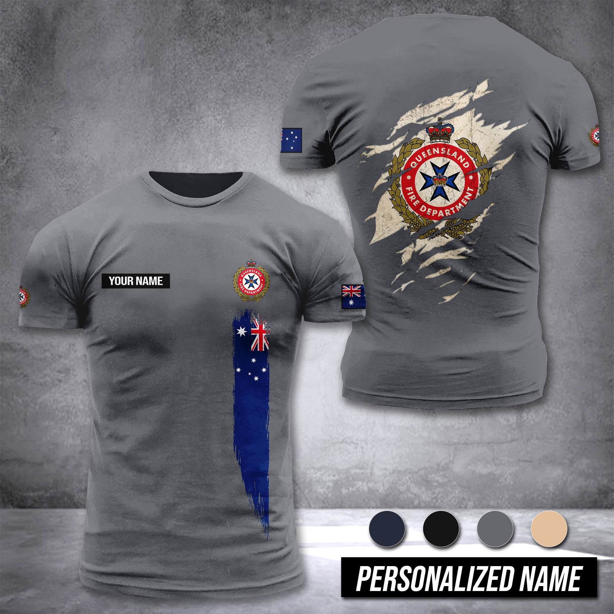 Queensland Fire And Rescue Australian customize T-shirt back