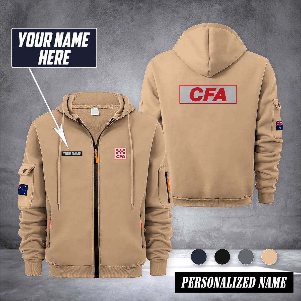 Country Fire Authority Australia customize Zipper cardigan jacket