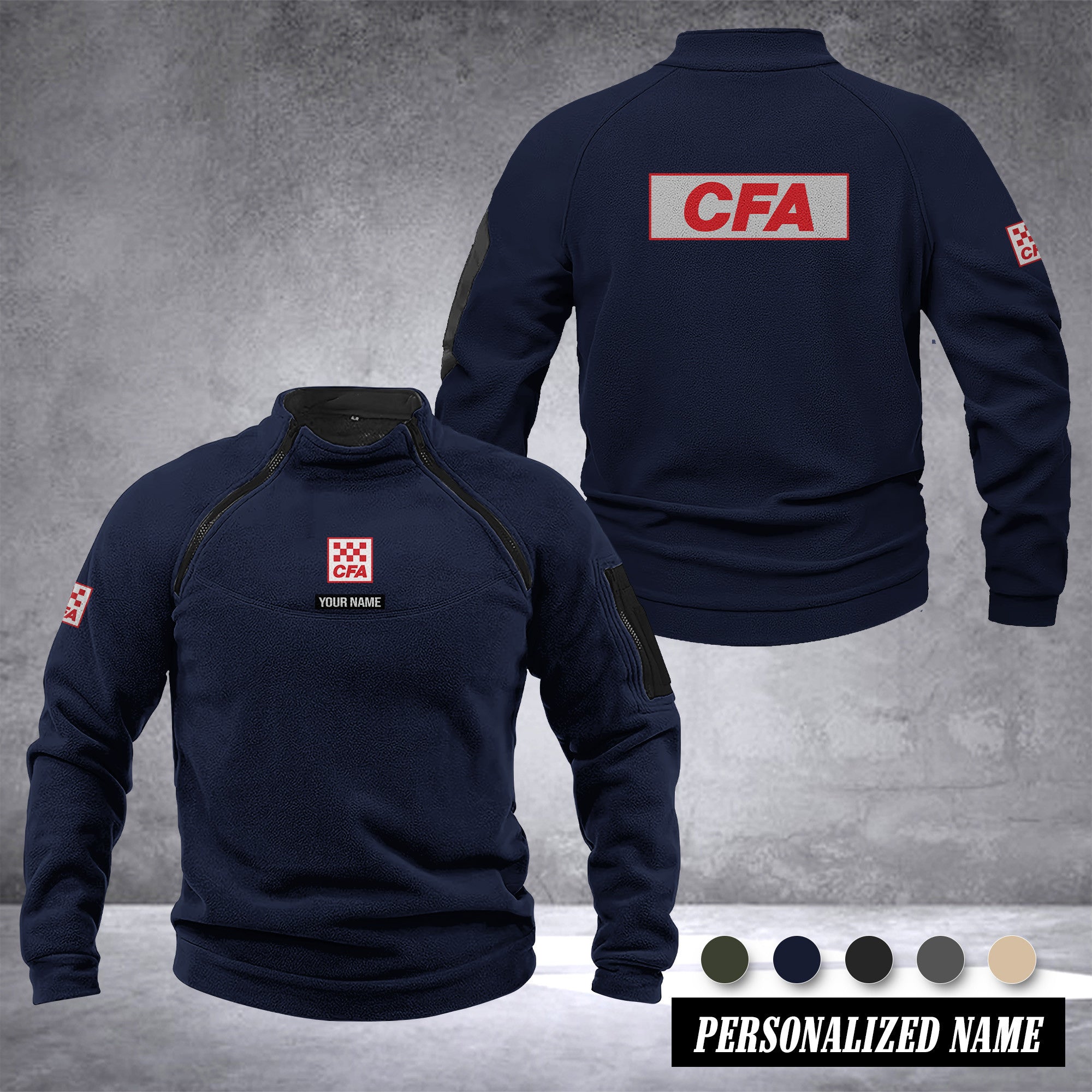Country Fire Authority Australia Men’s Tactical Hoodie with Zip – Military Style Outdoor Fleece Pullover, Windproof, Warm & Long Sleeve