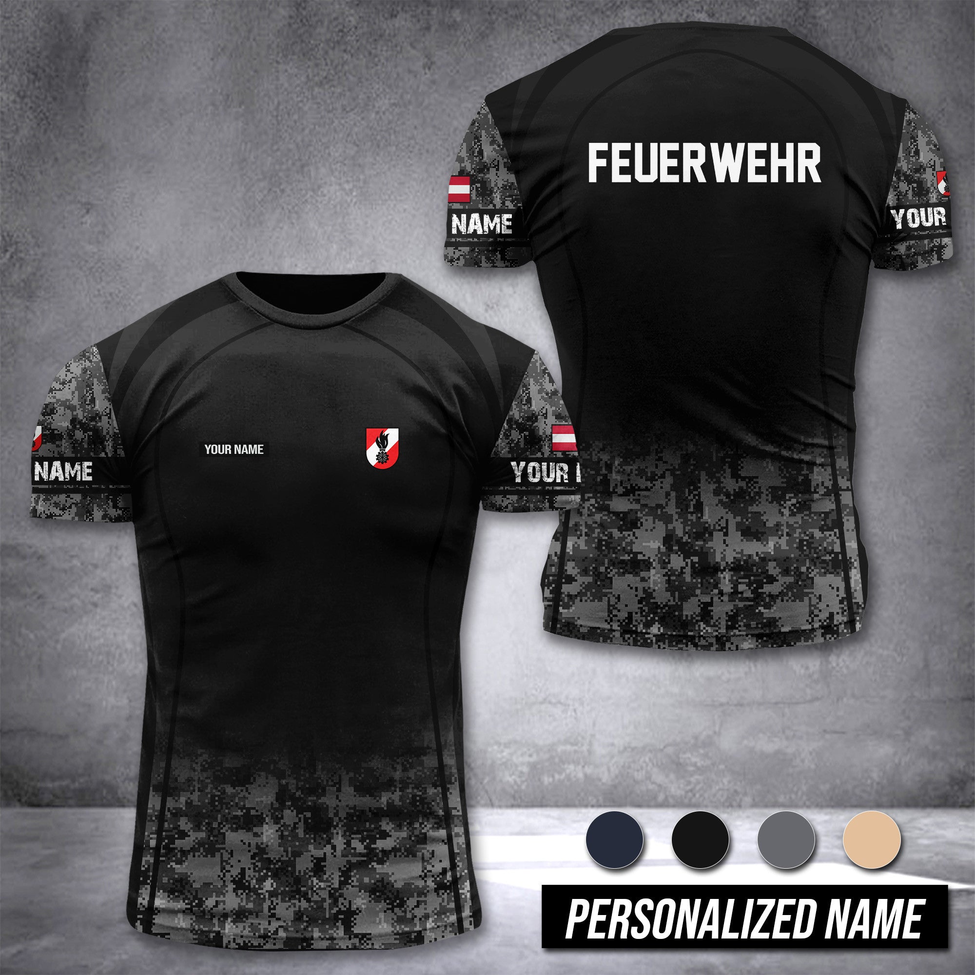 Firefighter Austria customize T-shirt digital camo