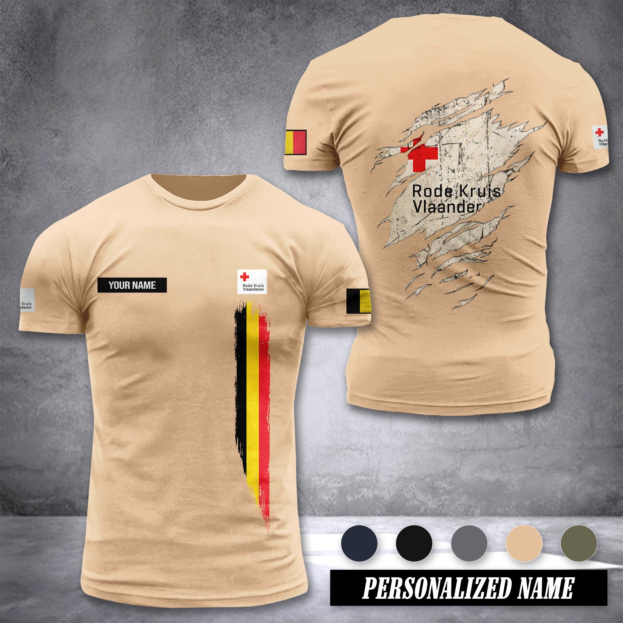Rode Kruis Vlaanderen Belgium customize T-shirt back