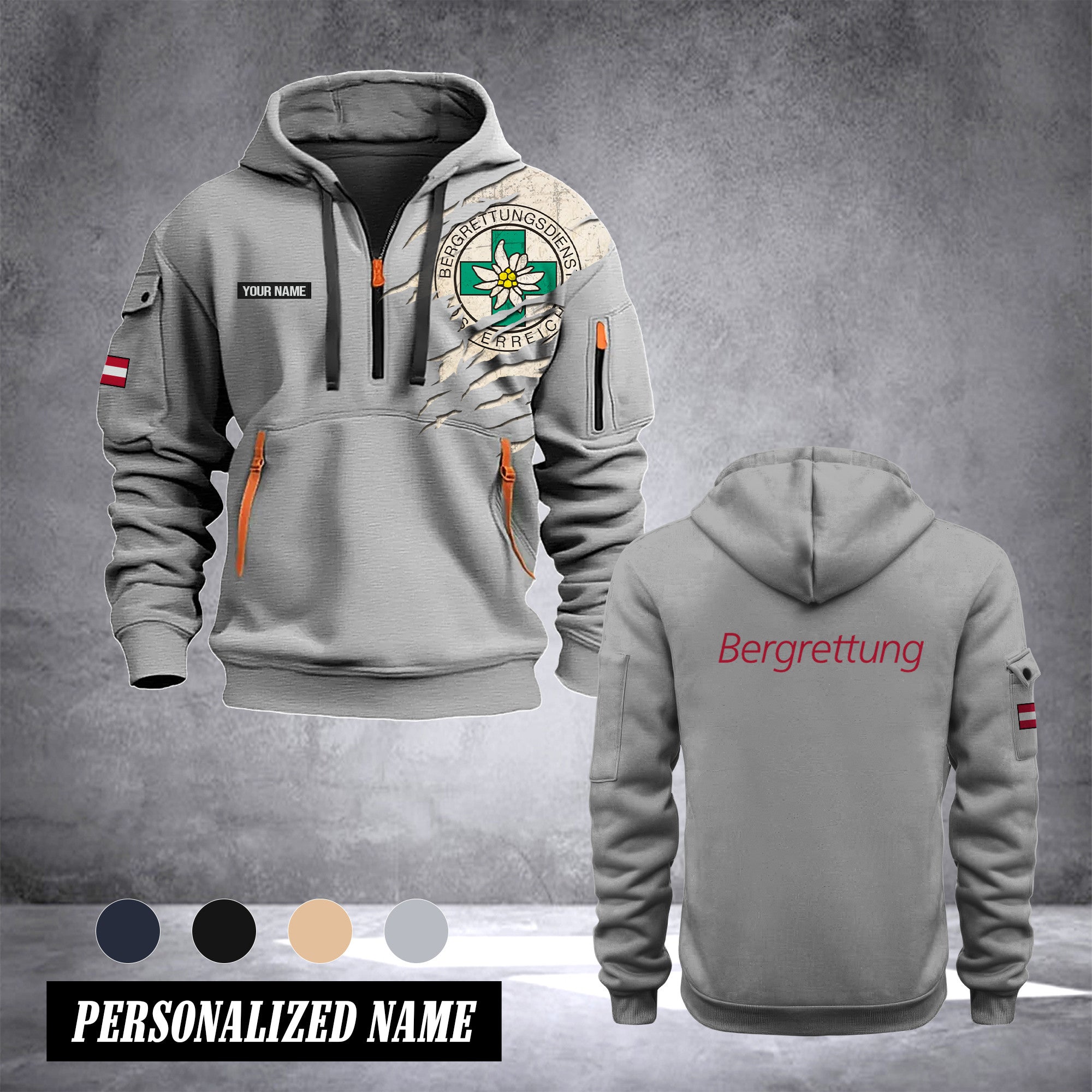 Bergrettung Austria customize Hoodie Half Zipper NLG