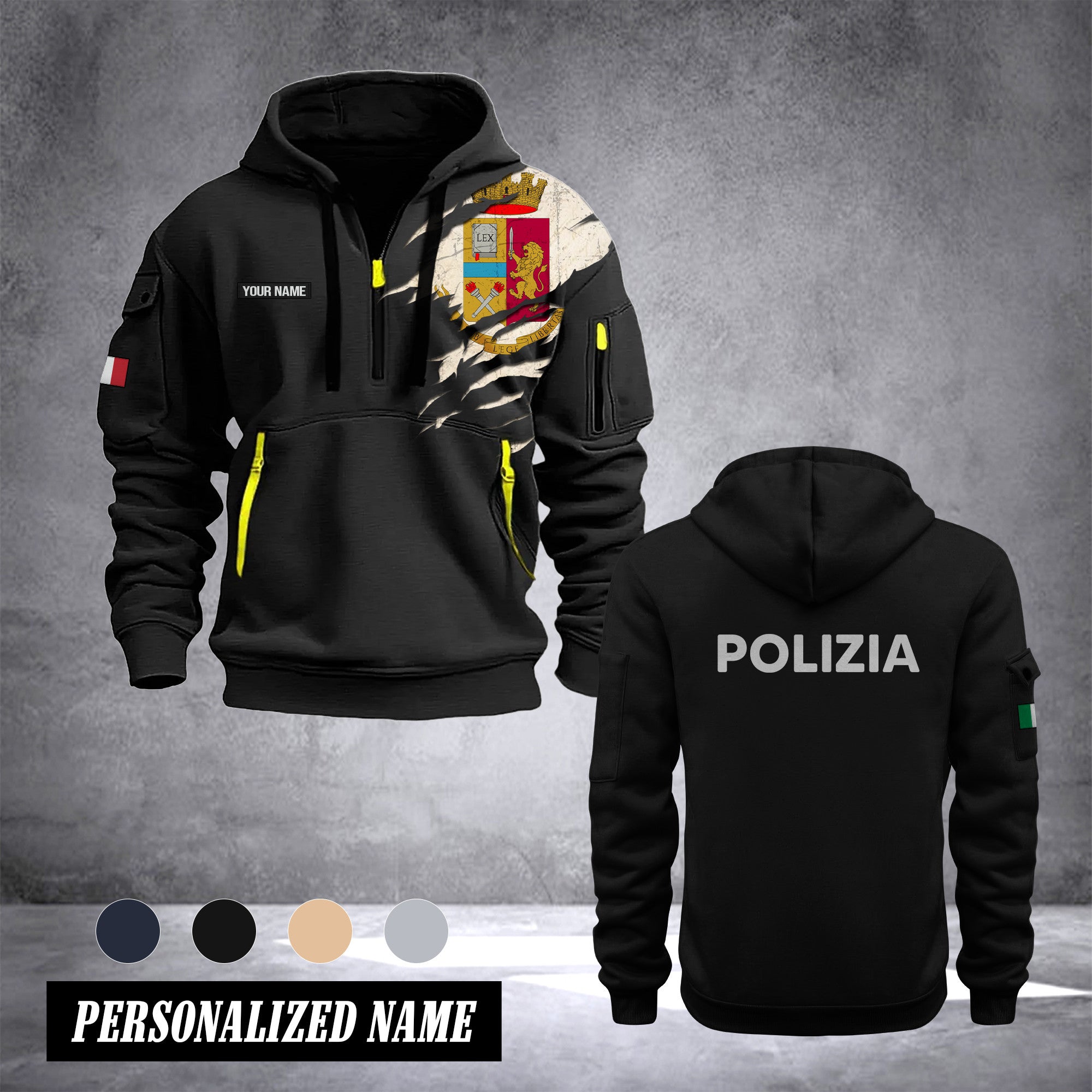 Polizia di Stato Italy customize Hoodie Half Zipper NLG