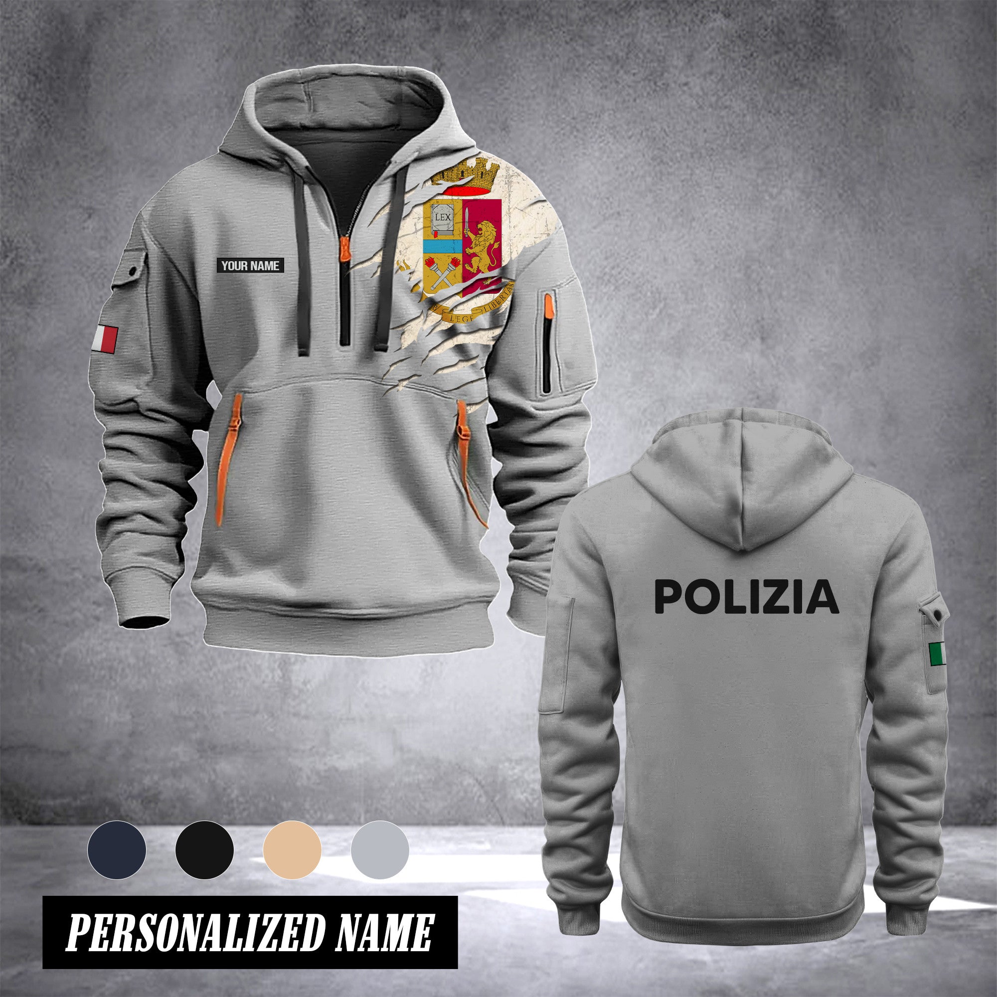 Polizia di Stato Italy customize Hoodie Half Zipper NLG