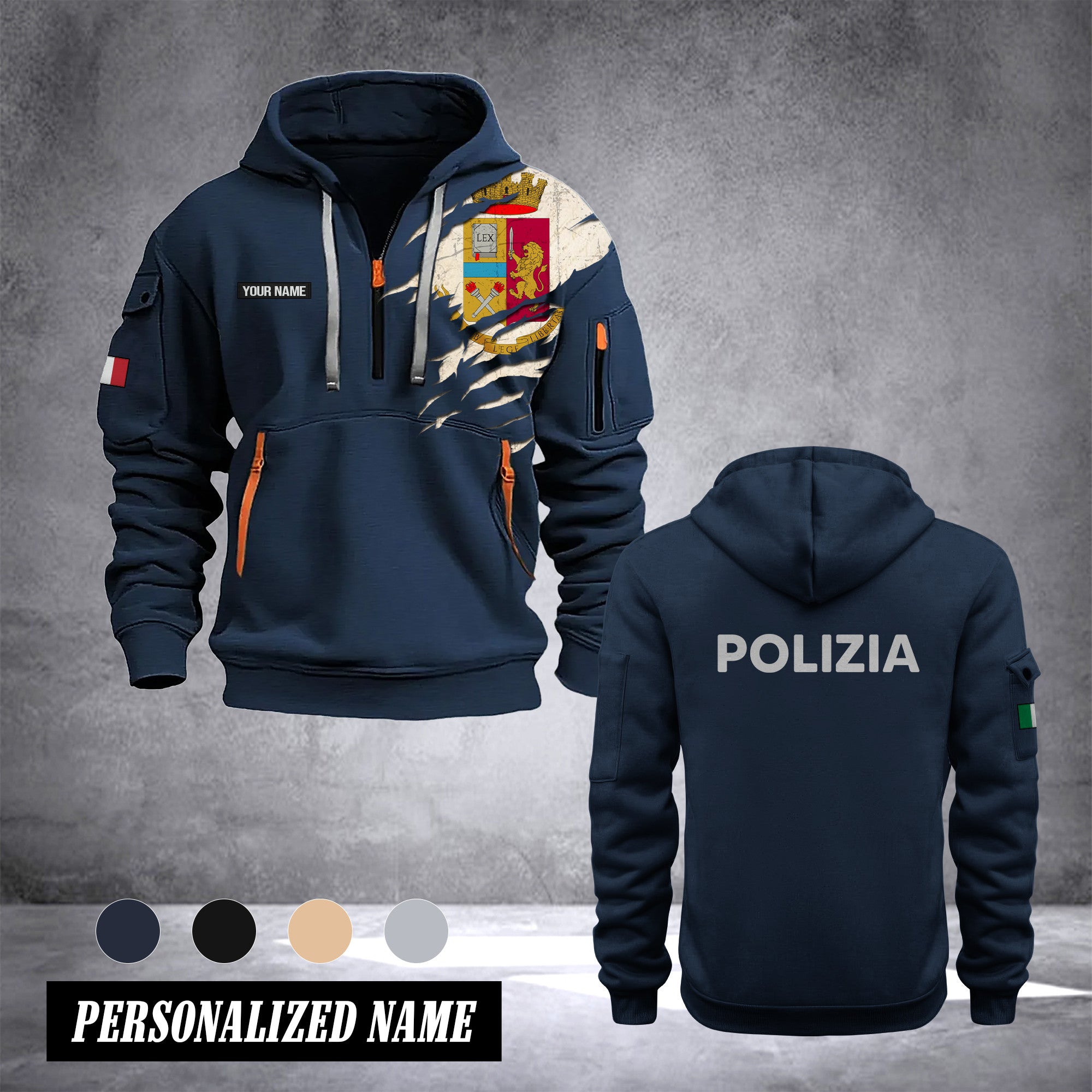 Polizia di Stato Italy customize Hoodie Half Zipper NLG