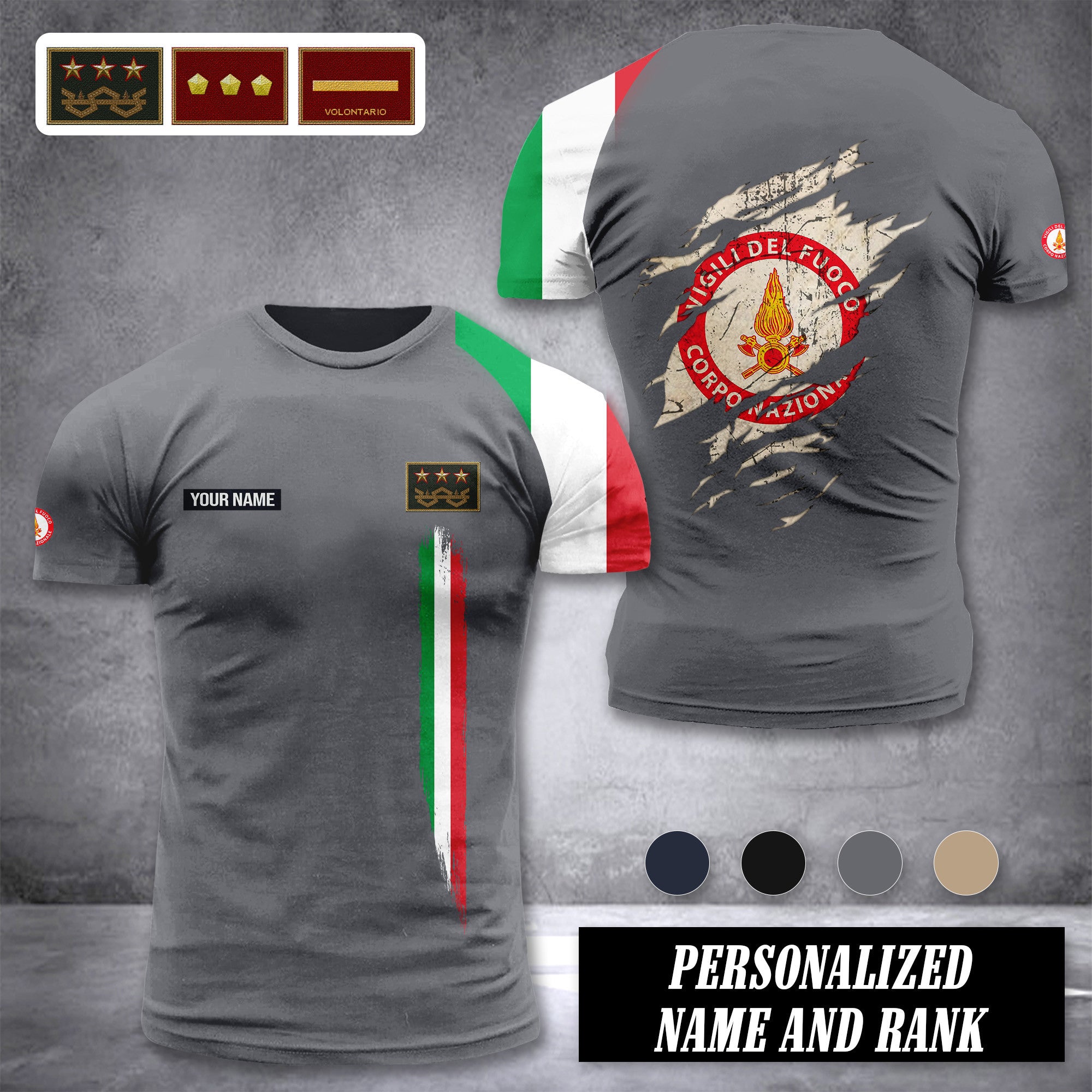 Firefighter Italy customize ranking T-shirt 442