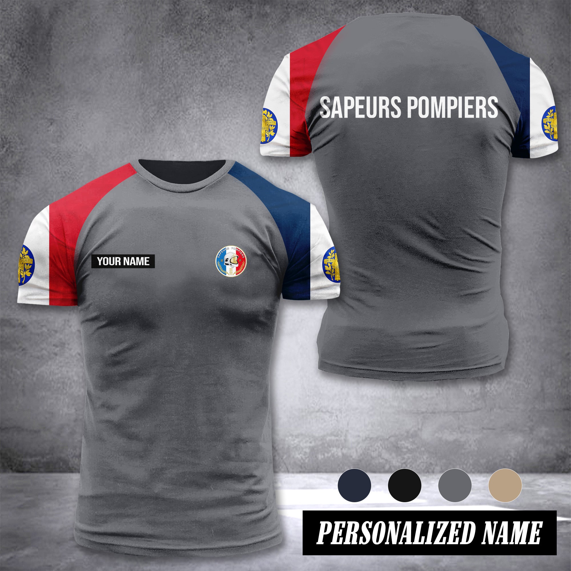 Firefighter France customize T-shirt has raglan sleeves 265