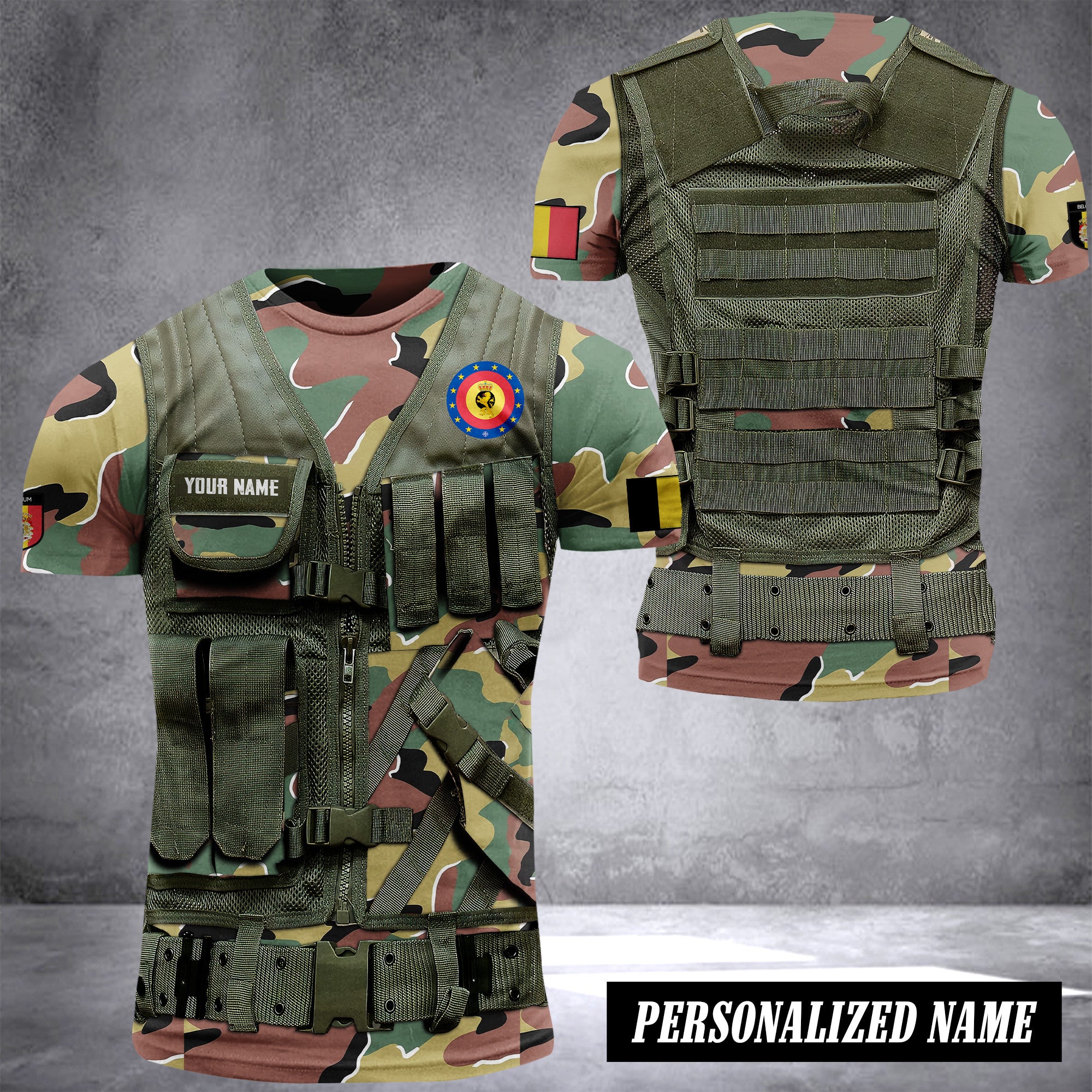Belgium Army customize T-shirt 3d tatical camo