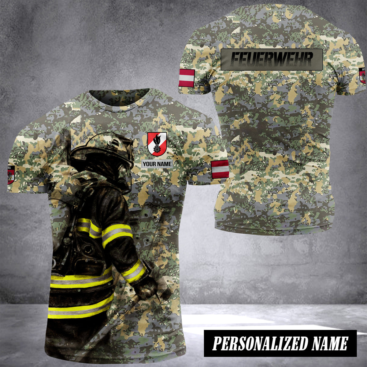 Firefighter Austria Camoflag customize T-shirt
