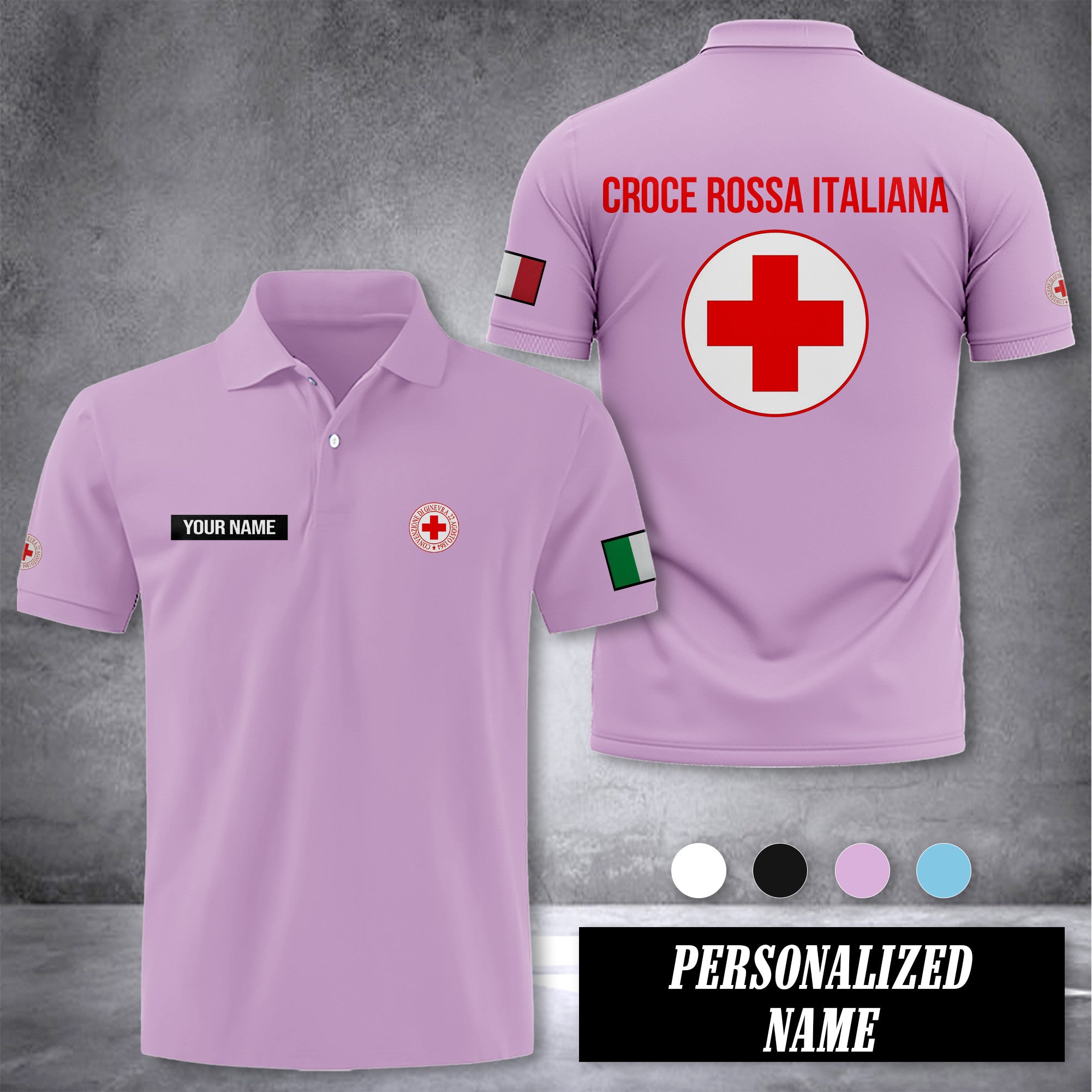 Croce Rossa Italiana customize polo back