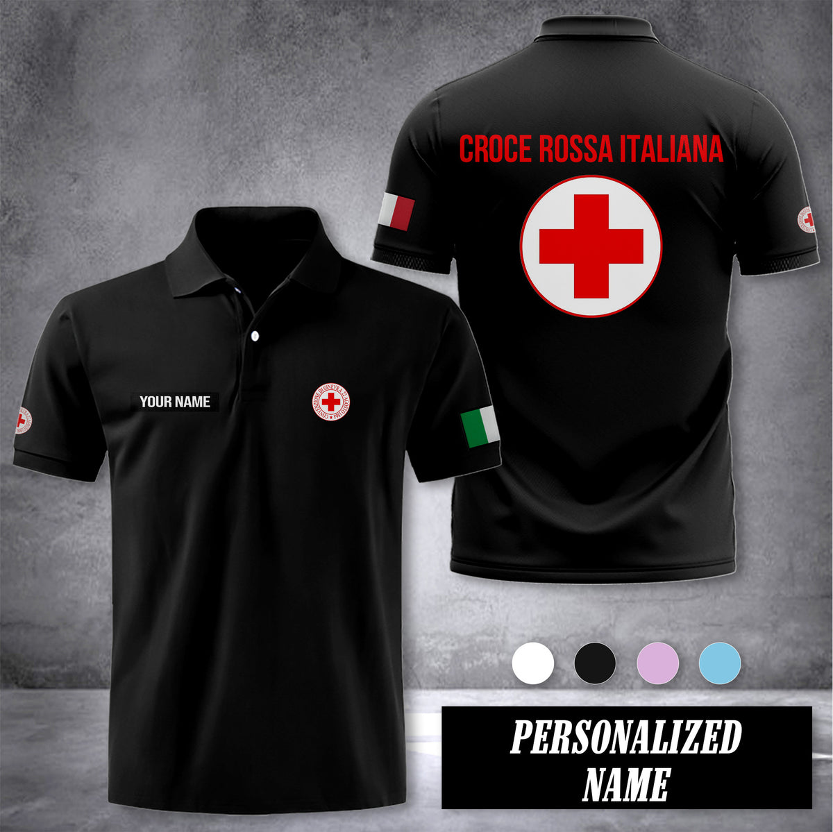 Croce Rossa Italiana customize polo back