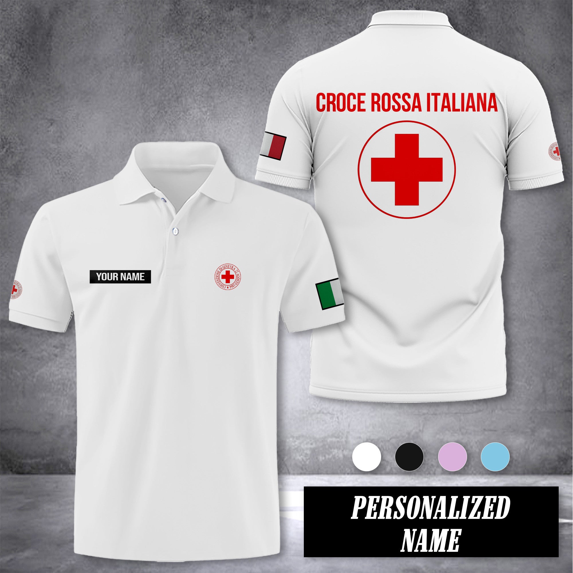 Croce Rossa Italiana customize polo back